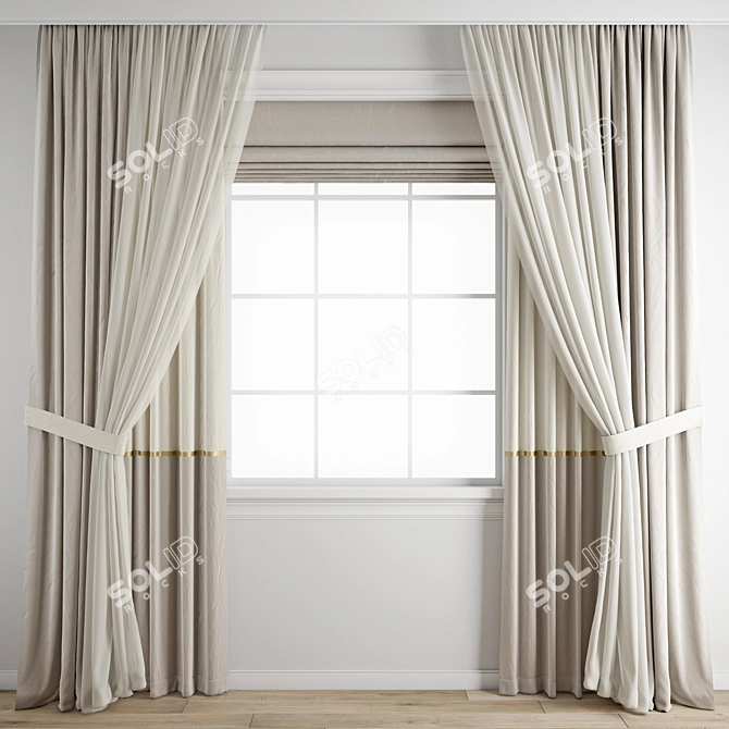 Polygonal Curtain Model - High Quality & Multiple Formats 3D model image 1