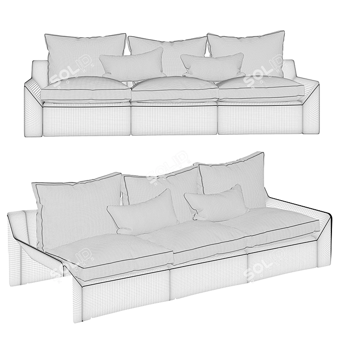 Cozy Corona Sofa Unwrapped 3D model image 3