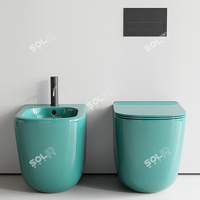 Cielo Era Ceramic WC & Bidet Set 3D model image 3