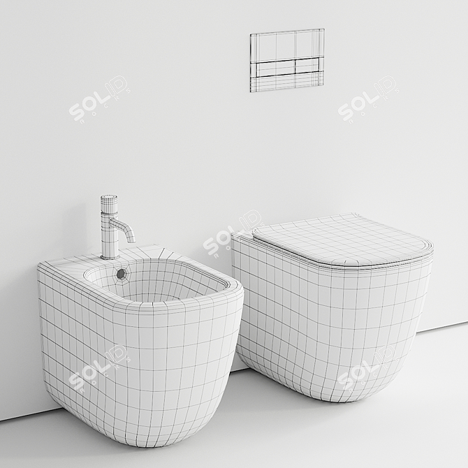 Cielo Era Ceramic WC & Bidet Set 3D model image 5