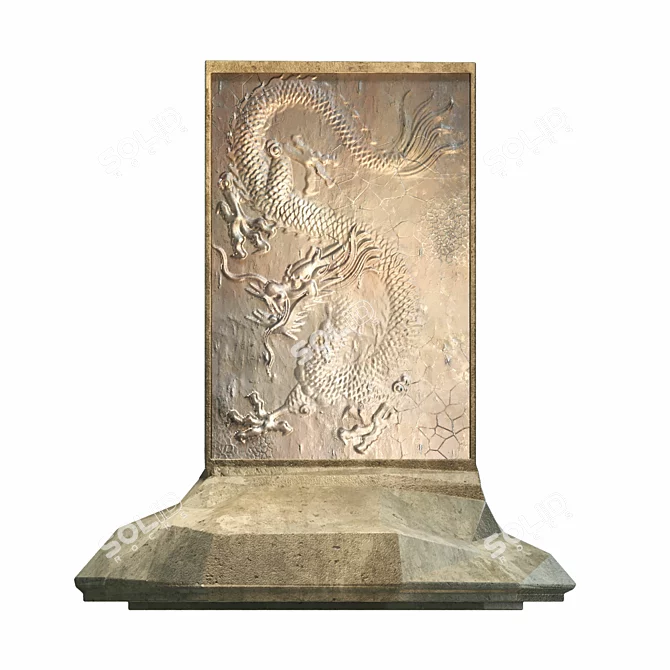 Mystic Stone Dragon Sculpture 3D model image 1