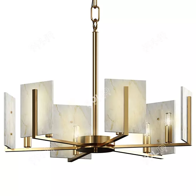 Elegant Marble Square Chandelier 3D model image 1