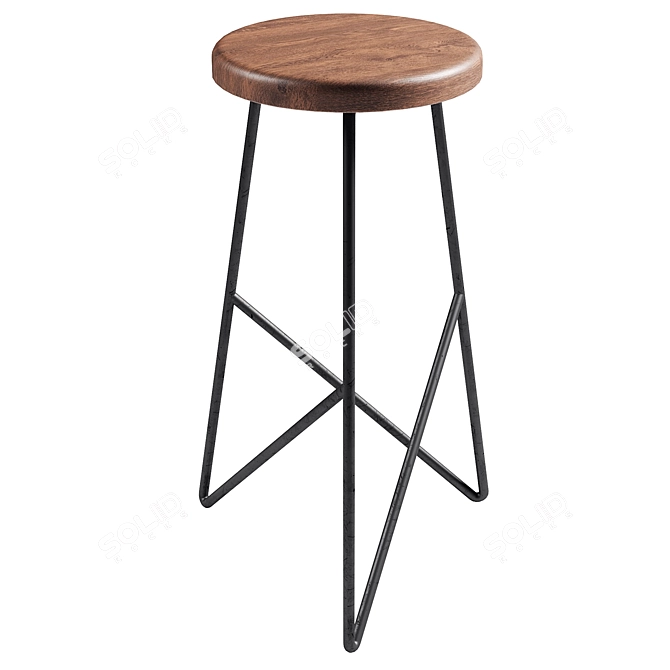 Rustic Bar Chair for Stylish & Cozy Spaces 3D model image 1