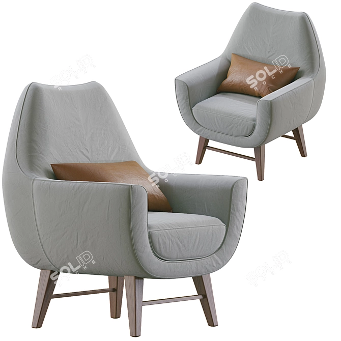 Elegant Cadeirao Armchair 3D model image 4