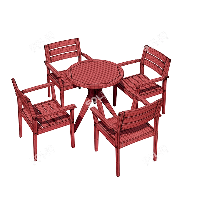 Elegant Black Wood Outdoor Dining Set 3D model image 6