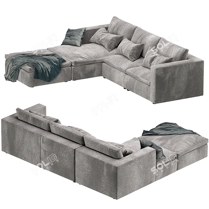 Elegant Realm Modular Sofa 3D model image 4