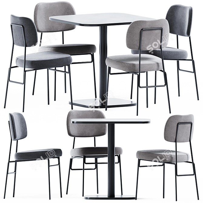 Elegant Foot Table & Kapoor Chair 3D model image 1