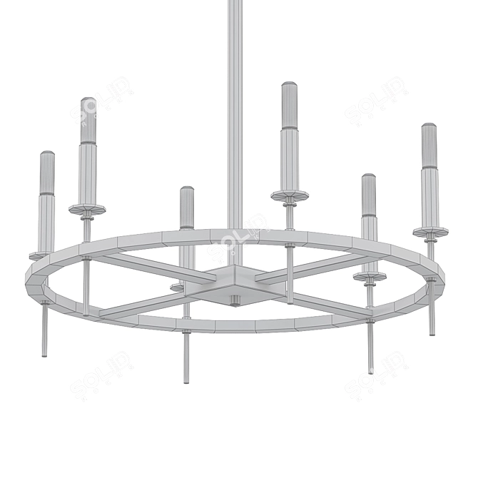 Elegant 6-Light Wagon Wheel Chandelier 3D model image 2