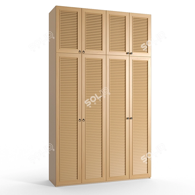 Modern Beige Wardrobe with Two Handle Options 3D model image 2