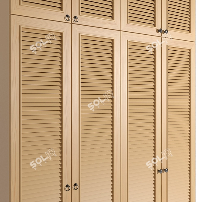 Modern Beige Wardrobe with Two Handle Options 3D model image 6