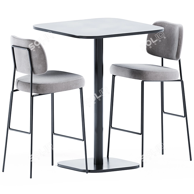 Elevate your space: High Foot Table & Kapoor Bar Chair 3D model image 1
