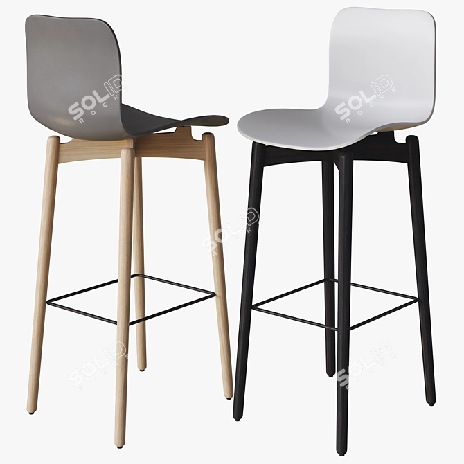 Modern Scandinavian Stool: Norr11 Langue 3D model image 1