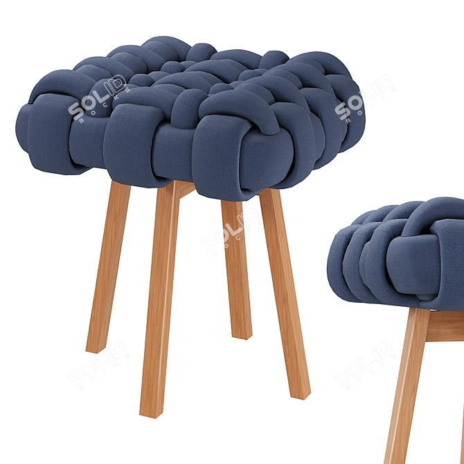 Banco Trama Inspired Wicker Stool 3D model image 1