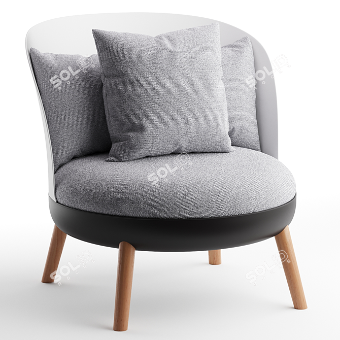 Cherry Gray Armchair with Ottoman 3D model image 1