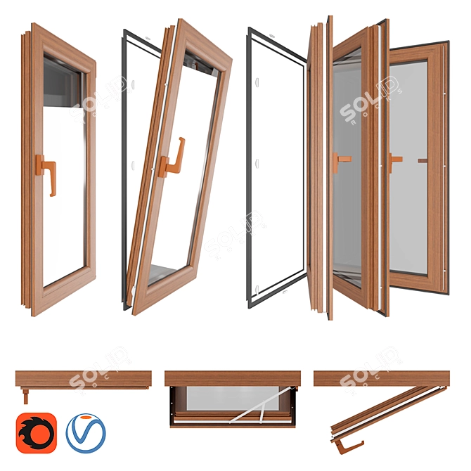 PVC Pimapen Windows Set 3D model image 2