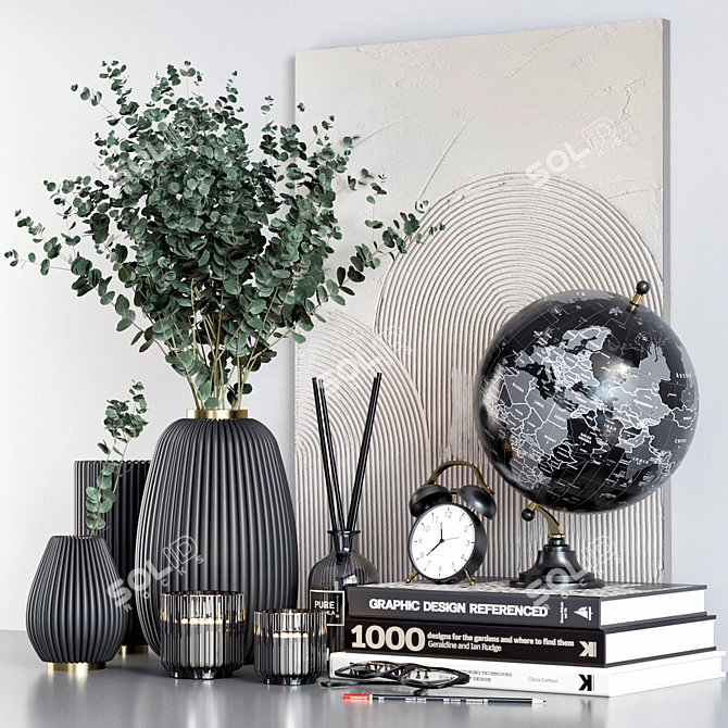 Elegant Décor Set: Vases, Books, Candlesticks & More 3D model image 3