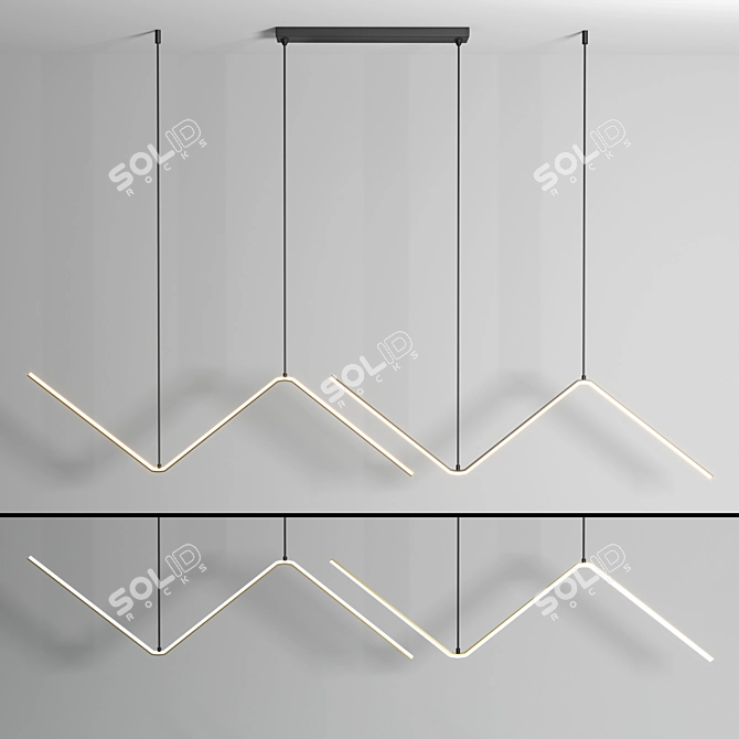 Minimalist Zigzag Pendant Light | LED Ceiling Fixture 3D model image 1