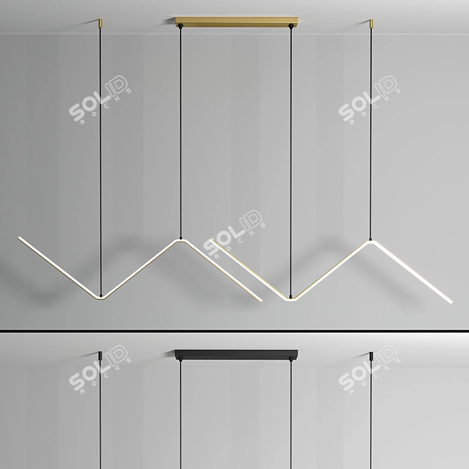 Minimalist Zigzag Pendant Light | LED Ceiling Fixture 3D model image 2