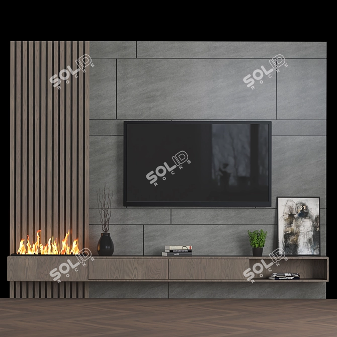 Versatile TV Wall: High-Quality, Modular Design 3D model image 1