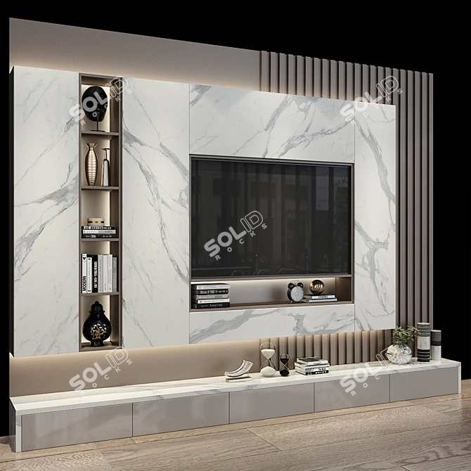 Sleek TV Wall Set: Modern & Stylish 3D model image 3