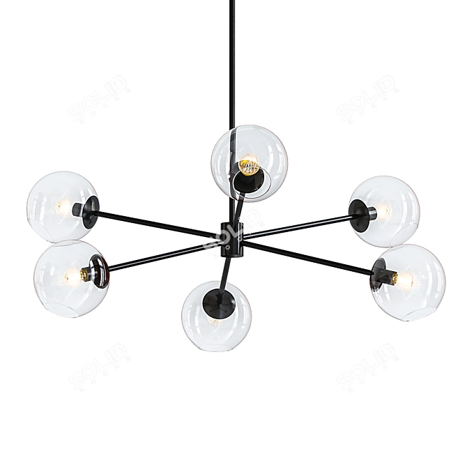 Sleek Staggered Glass Chandelier 3D model image 1