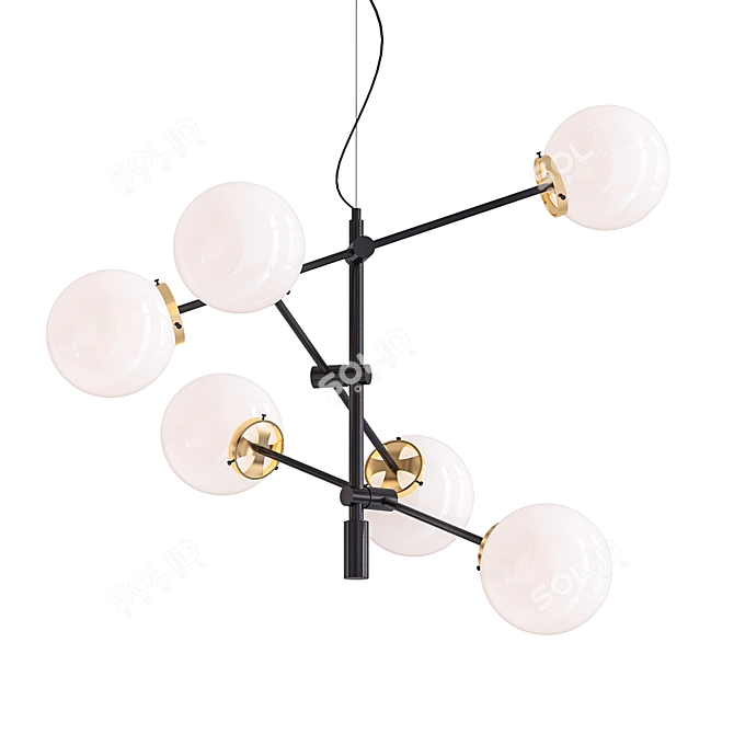 Stylish Antique Brass Chandelier 3D model image 1