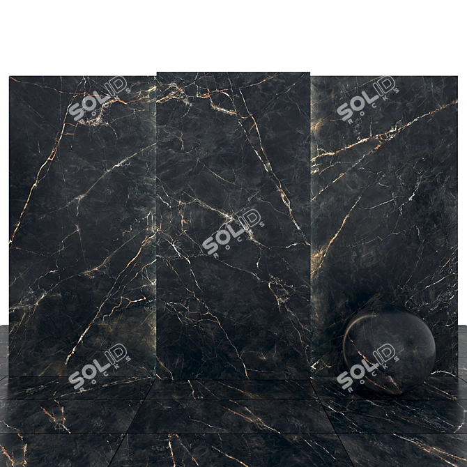 Glossy Obsidian Stone Slabs 3D model image 1