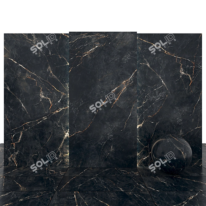 Glossy Obsidian Stone Slabs 3D model image 2