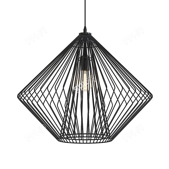 Contemporary Metal Cage Pendant 3D model image 1