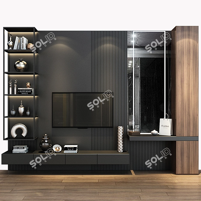 Modern TV Shelf - Space-Saving Design 3D model image 1