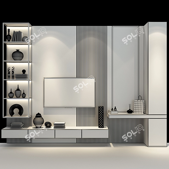 Modern TV Shelf - Space-Saving Design 3D model image 2