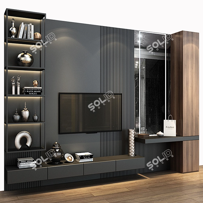 Modern TV Shelf - Space-Saving Design 3D model image 3