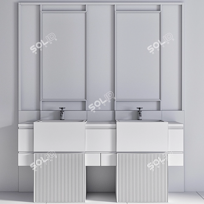 Contemporary Bathroom Furniture Set 3D model image 4