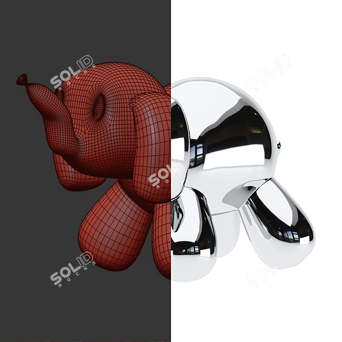 Whimsical Balloon Elephant Sculpture 3D model image 5