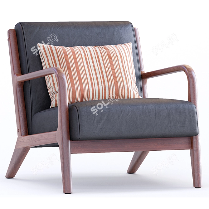 Elegant Leather Ronaldo Armchair 3D model image 3