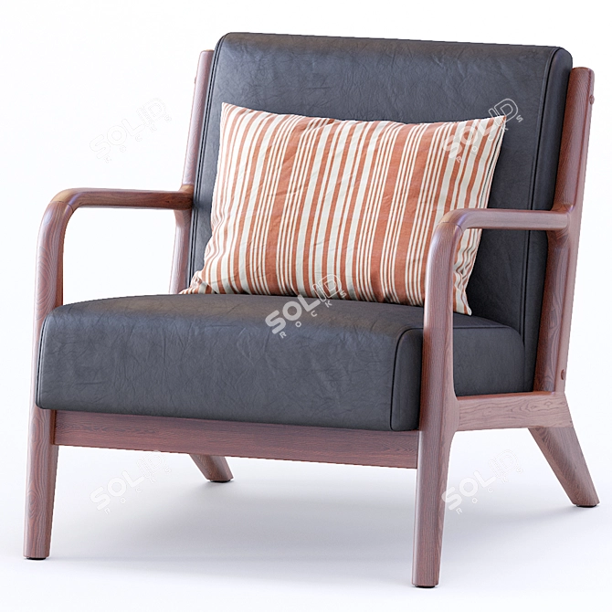 Elegant Leather Ronaldo Armchair 3D model image 7