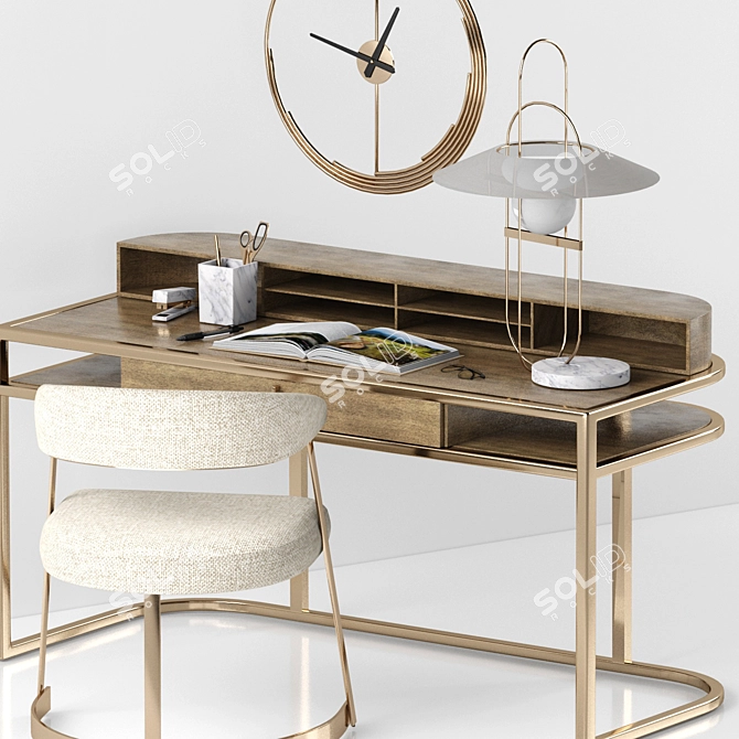 Elegant Highland Desk & Dexter Dining Chair 3D model image 3