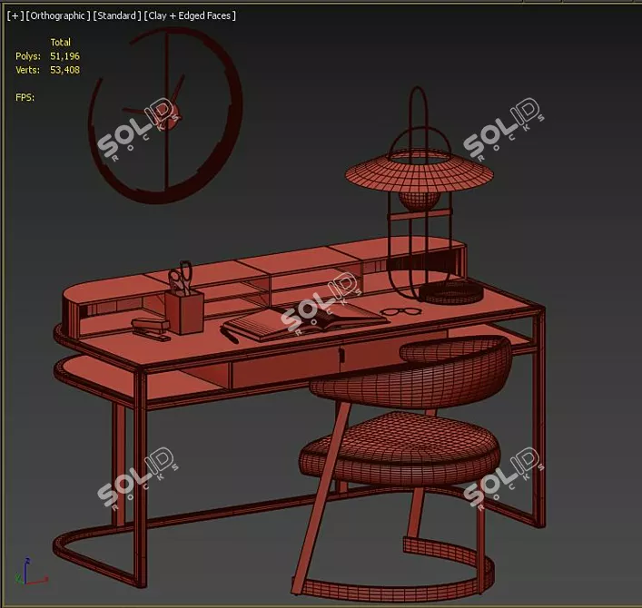 Elegant Highland Desk & Dexter Dining Chair 3D model image 7