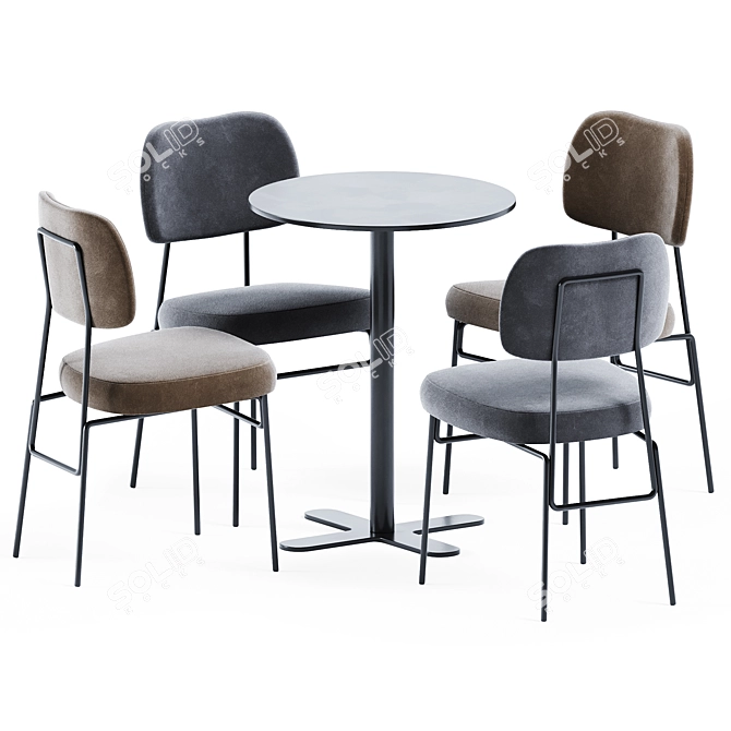 Modern Charm: Antibes Table & Kapoor Chair 3D model image 2