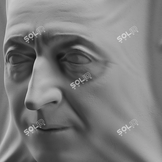 Sleek Face Sculpture 3D model image 2