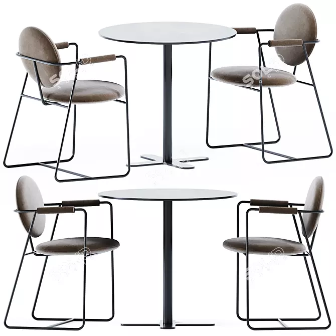 Modern Outdoor Dining Set: Antibes Table & Gemma Chair 3D model image 1