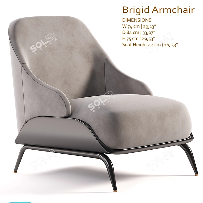 Modern Brigid Armchair: Sleek Design, Exportable 3D model image 1