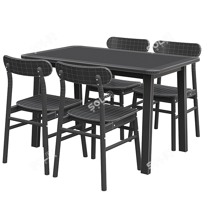 Norråker & Rönninge: Stylish Birch Dining Set 3D model image 4