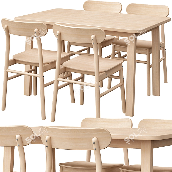 Norråker & Rönninge: Stylish Birch Dining Set 3D model image 5