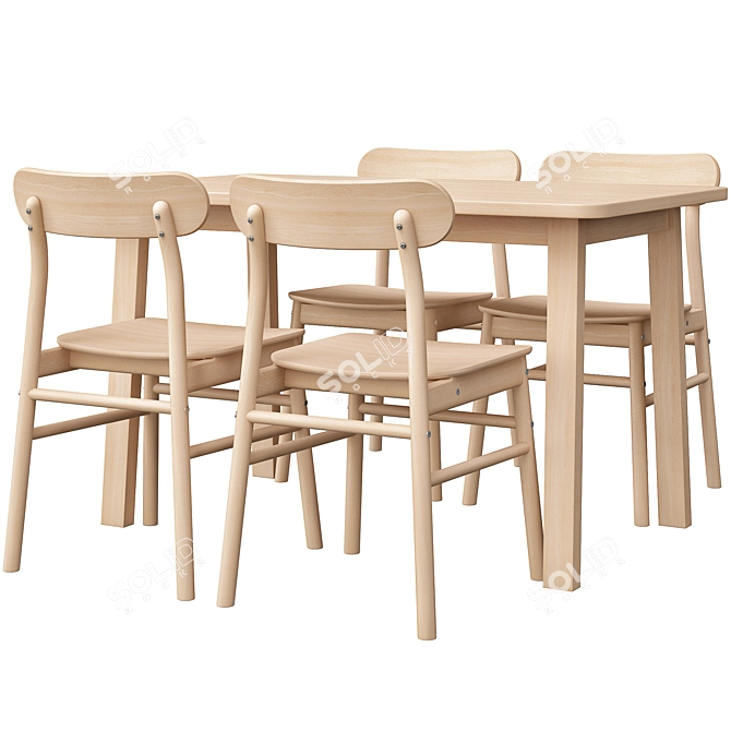 Norråker & Rönninge: Stylish Birch Dining Set 3D model image 6