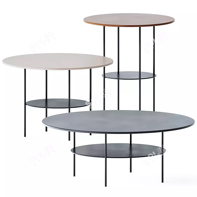 Sleek Metal Coffee Tables 3D model image 1