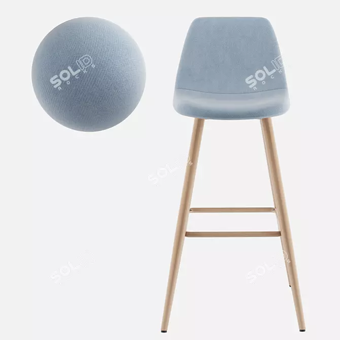 Sleek Santyago Bar Stool 3D model image 2