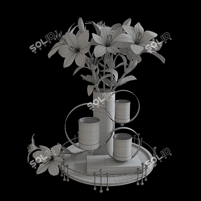 Elegant Lily White Decor Set 3D model image 6