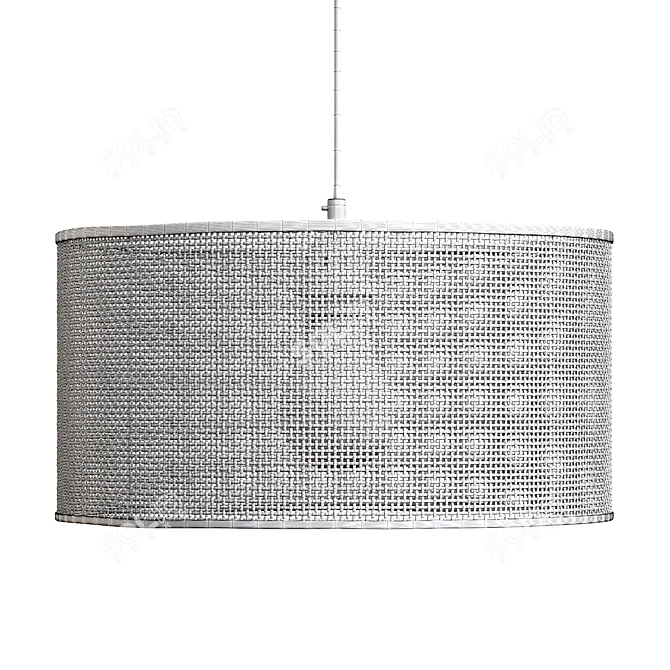 Natural Wicker Rattan Lampshade 3D model image 2