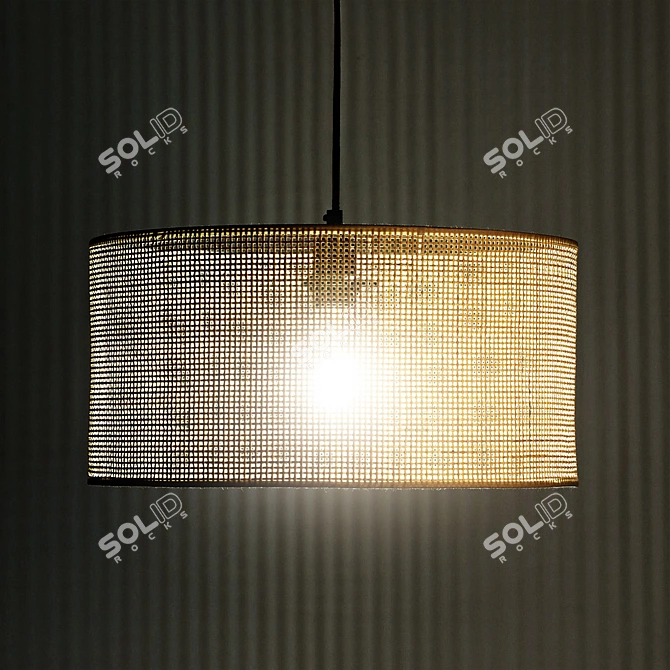 Natural Wicker Rattan Lampshade 3D model image 3